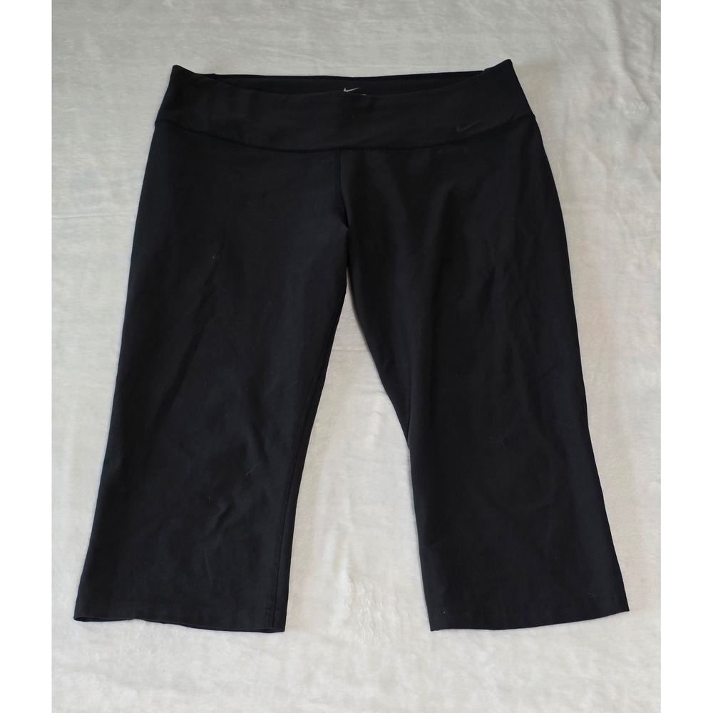 Nike Dri-FIT Legendary Black Cropped Training Pants Womens XL Leggings Swoosh